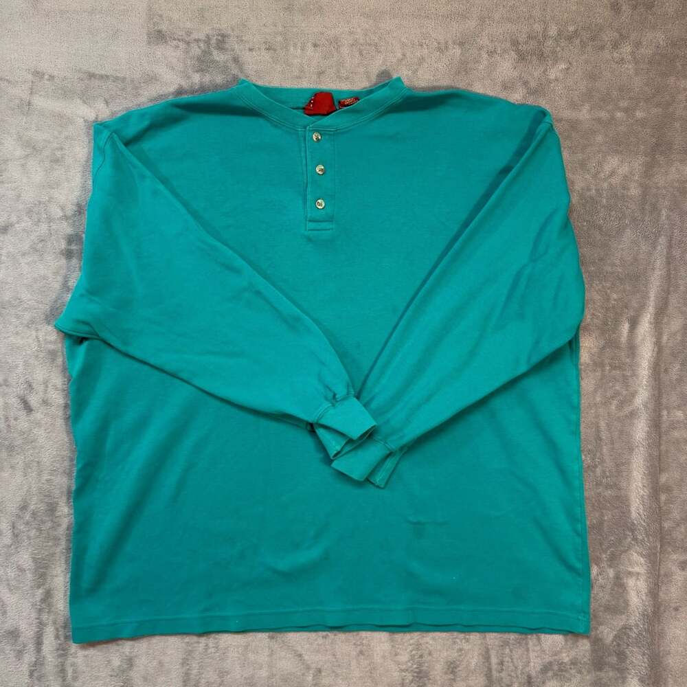 High Sierra Henley Size XXL Turquoise Long Sleeve Cotton Shirt
